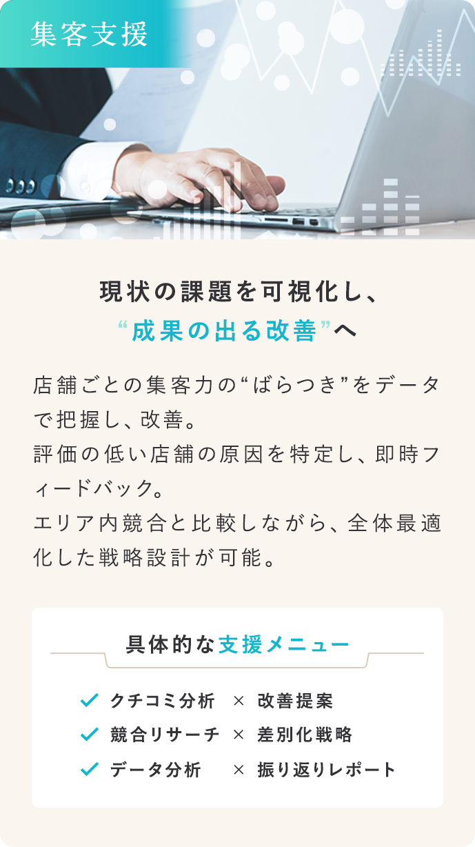 現状の課題を可視化し、成果の出る改善へ